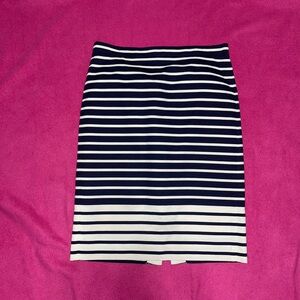 J. Crew Navy and White Striped Pencil Skirt